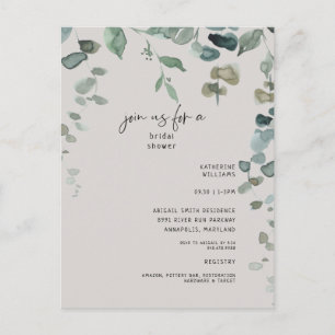 Cascading Greenery Neutral Bridal Shower Postcard