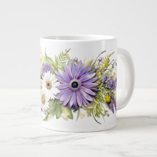 Cascading Ivy and Delicate Daisy Petals Giant Coffee Mug