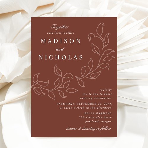 Cascading Leaves Brown Wedding Invitation