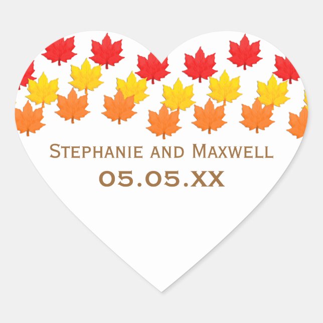 Cascading Leaves Fall Wedding Stickers (Front)