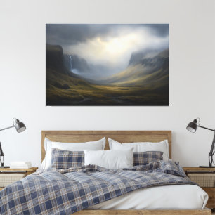 Cascading Light: Mountain Waterfall Landscape  Canvas Print
