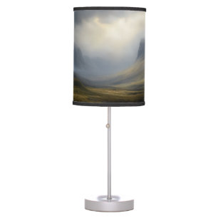 Cascading Light: Mountain Waterfall Landscape Table Lamp