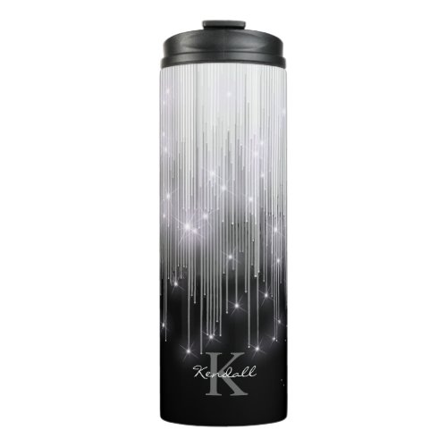 Cascading Lights Monogram Black and White ID789 Thermal Tumbler