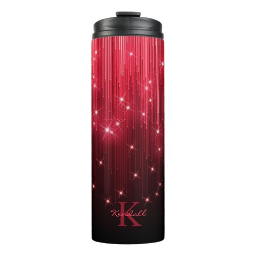 Cascading Lights Monogram Red ID789 Thermal Tumbler