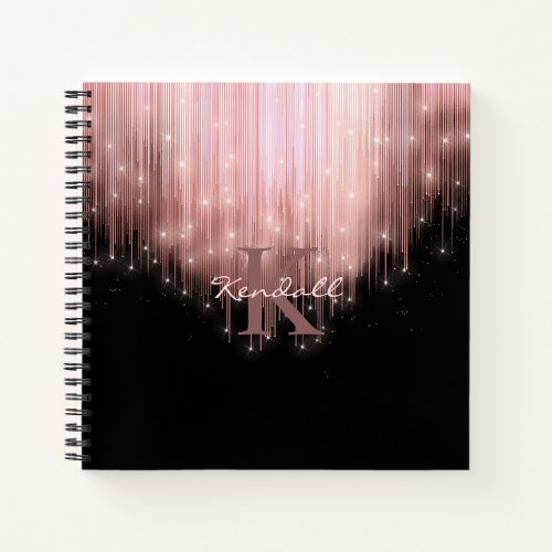 Cascading Lights Monogram Rose Gold ID789 Notebook