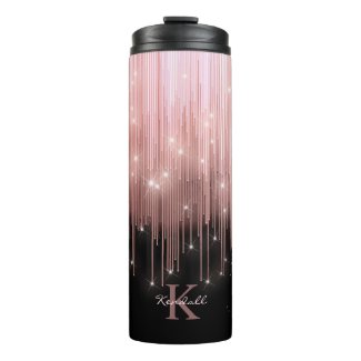 Cascading Lights Monogram Rose Gold ID789 Thermal Tumbler