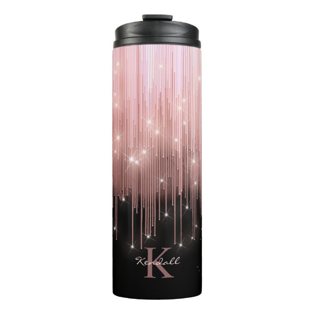Cascading Lights Monogram Rose Gold ID789 Thermal Tumbler (Front)