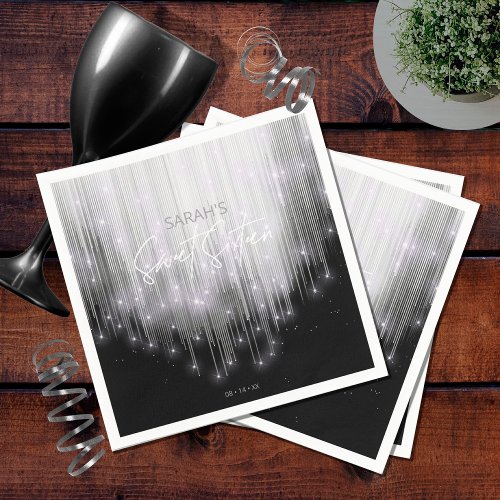 Cascading Lights Sweet 16 Black and White ID790 Napkins