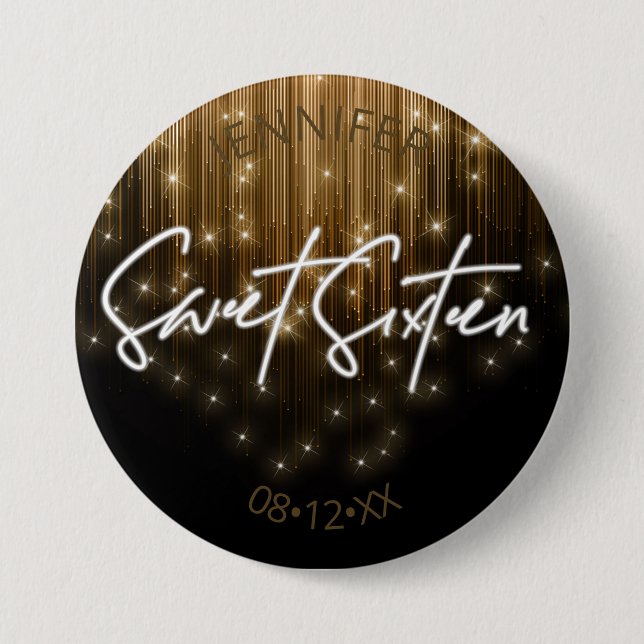 Cascading Lights Sweet 16 Gold ID790 Button (Front)