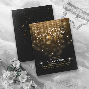 Cascading Lights Sweet 16 Gold Id790 Invitation by arrayforcards at Zazzle