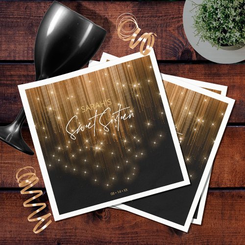 Cascading Lights Sweet 16 Gold ID790 Napkins