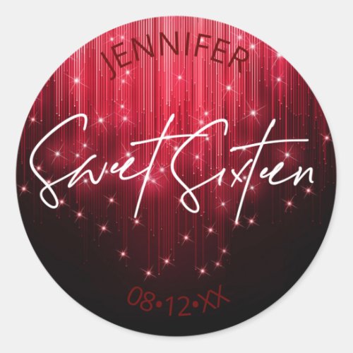 Cascading Lights Sweet 16 Red ID790 Classic Round Sticker