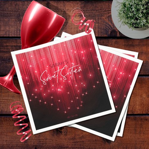 Cascading Lights Sweet 16 Red ID790 Napkins