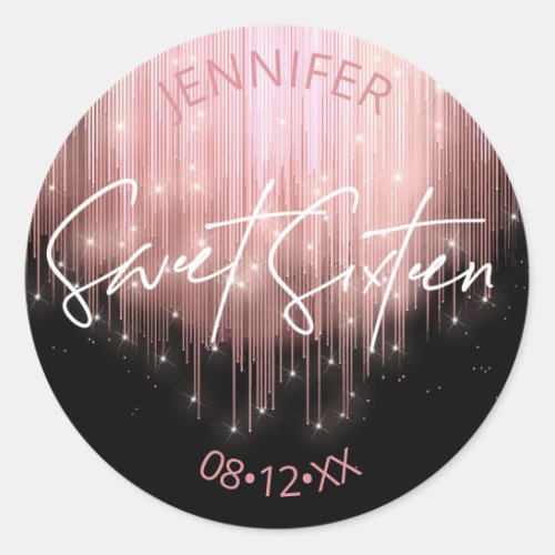 Cascading Lights Sweet 16 Rose Gold ID790 Classic Round Sticker