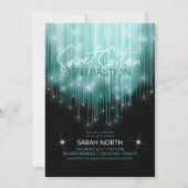 Cascading Lights Sweet 16 Teal ID790 Invitation (Front)