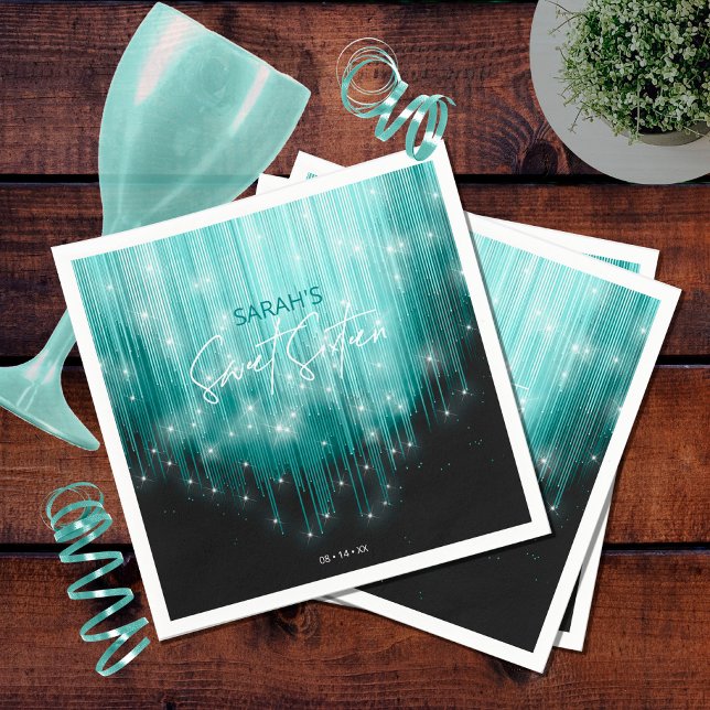Cascading Lights Sweet 16 Teal ID790 Napkins (Creator Uploaded)