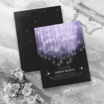 Cascading Lights Sweet 16 Violet Id790 Invitation by arrayforcards at Zazzle