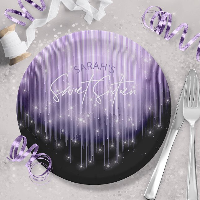 Cascading Lights Sweet 16 Violet ID790 Paper Plates (Creator Uploaded)