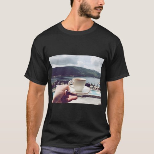 Cascading Morning Coffee Cup into a Sea of Dreams  T_Shirt