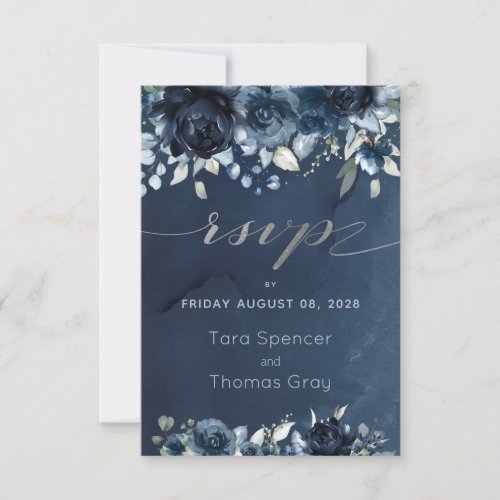 Cascading Navy Peony Wedding RSVP Meal Choice