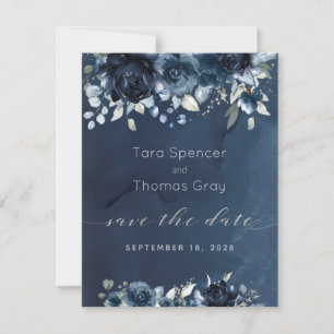 Cascading Navy Peony Wedding Save The Date