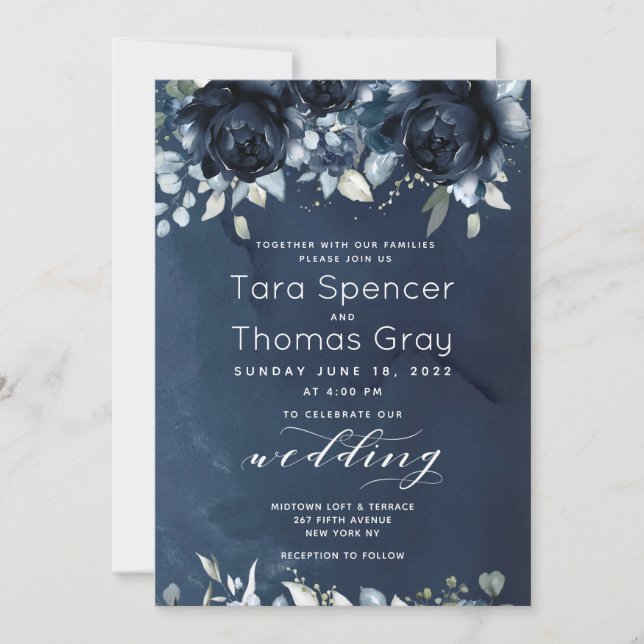 Cascading Peonies Wedding 2 Invitation (Front)