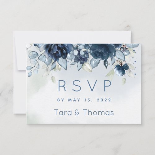 Cascading Peonies Wedding Mail Back RSVP Card