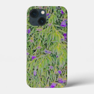 CASCADING PURPLE FLOWERS  AMID GREEN FOLIAGE