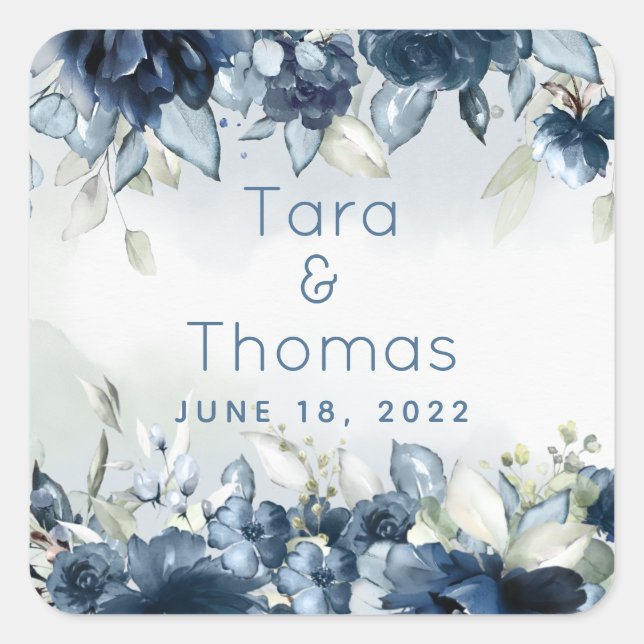 Cascading Rose Wedding Small Square Sticker (Front)