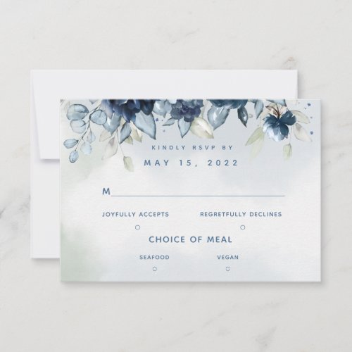 Cascading Roses Wedding 2 Meal Choice RSVP Card