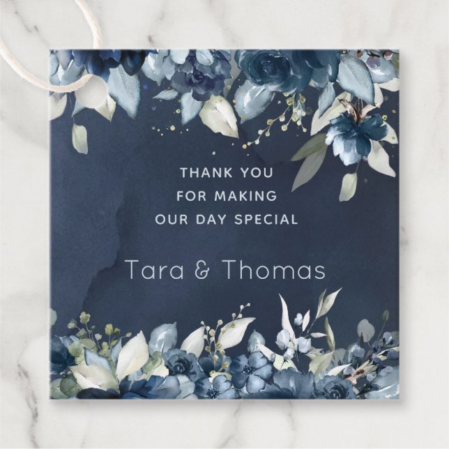 Cascading Roses Wedding Favor Gift Square Tag (Front)