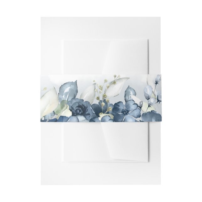 Cascading Roses Wedding Invitation Suite Belly Band (Front Example)