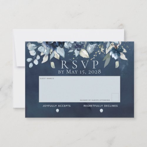 Cascading Roses Wedding No Meal Choice RSVP Card