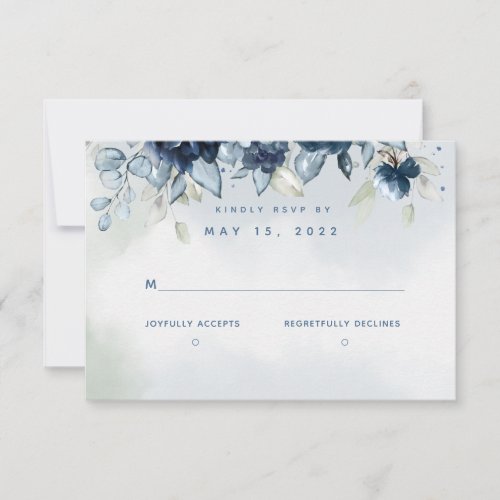 Cascading Roses Wedding RSVP No Meal Choice Card