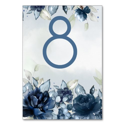 Cascading Roses Wedding Table Number Card