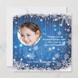 Cascading Snowflakes Photo Holiday Card