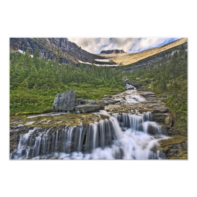 Cascading stream, Glacier National Park, Photo Print (Front)