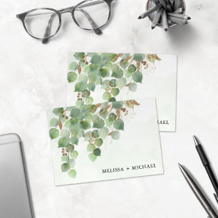 Cascading Watercolor Eucalyptus Letterpress Thank You Card