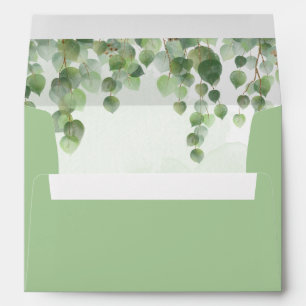 Cascading Watercolor Eucalyptus Rustic Sage Green Envelope