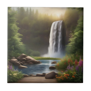 Cascading Waters A Serene Escape Ceramic Tile