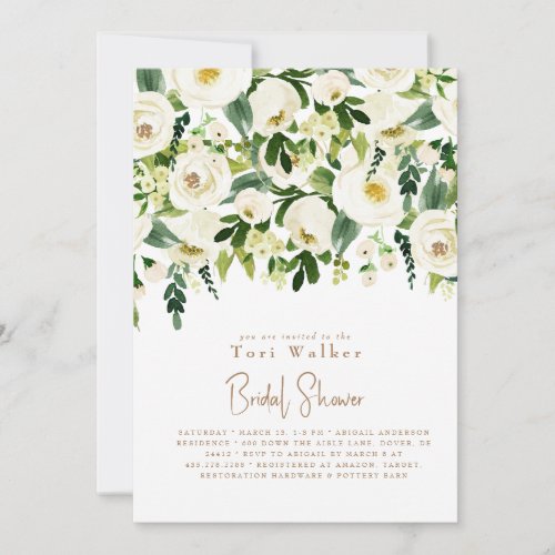 Cascading White Floral Bridal Shower  Invitation