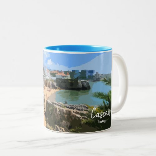 Cascais Beach_ The Real Portugal Two_Tone Coffee Mug