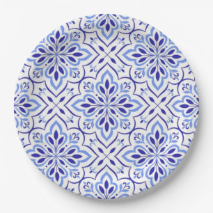 Cascais Elegance Delicate Blue Mediterranean Paper Plates