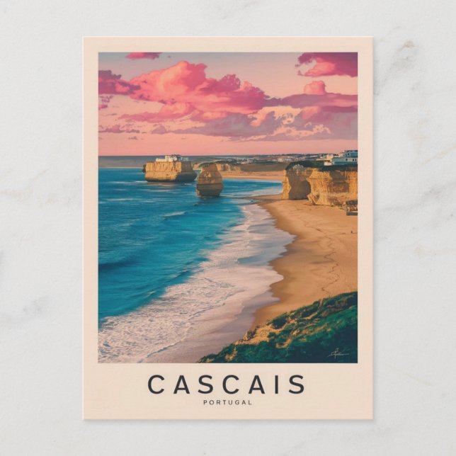 Cascais, Portugal Beach Postcard (Front)