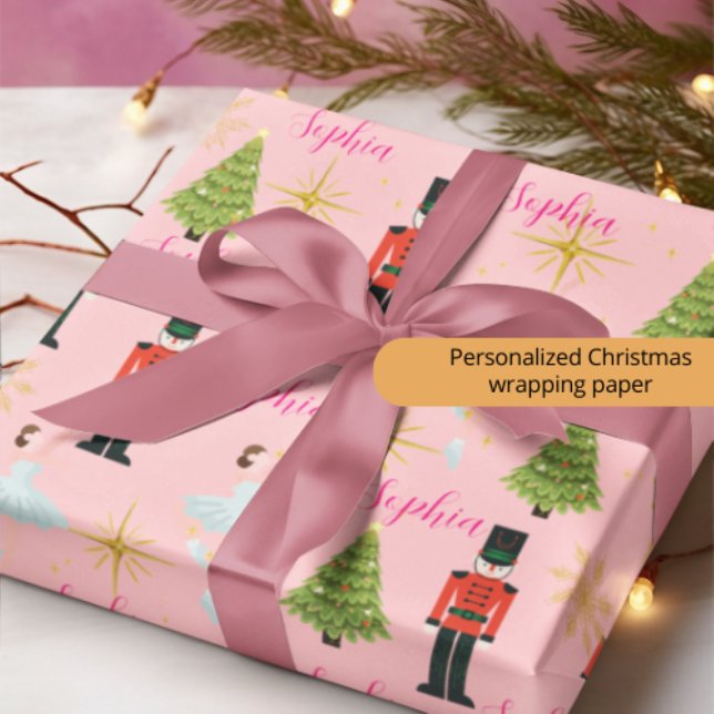  Cascanueces y Bailarina Navidad Papel Regalo Wrapping Paper (Creator Uploaded)