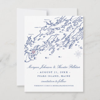 Casco Bay Maine Map Save the Date