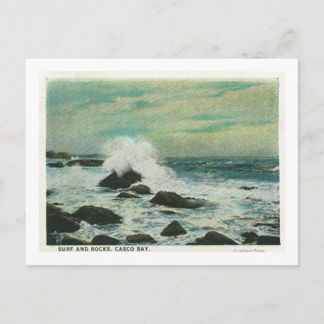 Casco Bay, MaineSurf and Beach Rocks Postcard (Front)