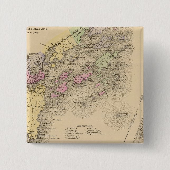 Casco Bay Map Pinback Button (Front)