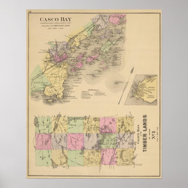 Casco Bay Map Poster (Front)