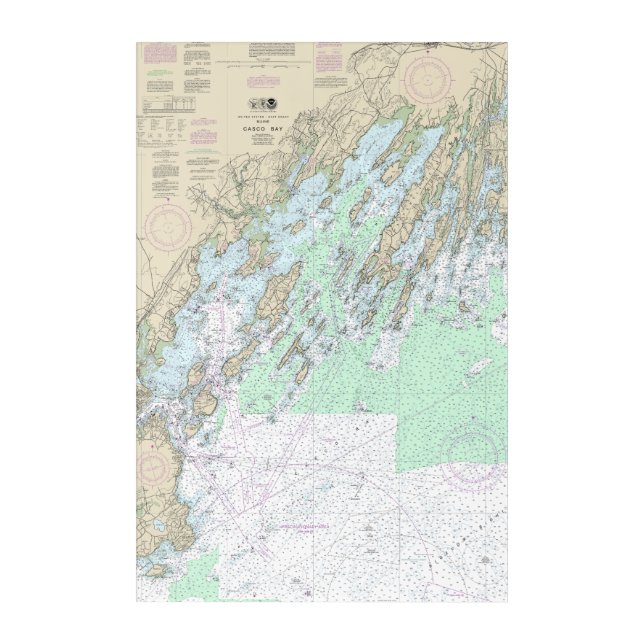 Casco Bay Nautical Chart 13290 Acrylic Print (Front)